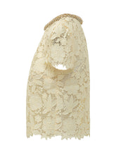 SELF-PORTRAIT - Top in Pizzo con Collo Gioiello - Bianco | Lidia Shopping | Official Website