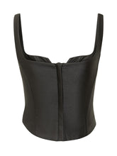 SELF-PORTRAIT - Top Corsetto in Satin Nero - Nero - LIDIASHOPPING® - Official Website