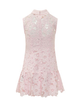 SELF-PORTRAIT - Mini Abito in Pizzo Rosa con Colletto - Rosa - LIDIASHOPPING® - Official Website