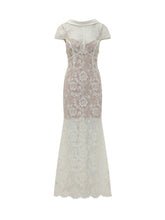 SELF-PORTRAIT - Abito Lungo in Pizzo con Schiena Scoperta - Bianco - LIDIASHOPPING® - Official Website