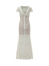 SELF-PORTRAIT - Abito Lungo in Pizzo con Schiena Scoperta - Bianco - LIDIASHOPPING® - Official Website