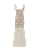 SELF-PORTRAIT - Abito Lungo in Pizzo Floreale con Spalline Volant - Bianco - LIDIASHOPPING® - Official Website