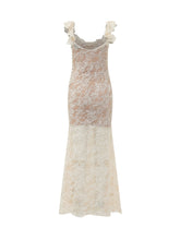 SELF-PORTRAIT - Abito Lungo in Pizzo Floreale con Spalline Volant - Bianco - LIDIASHOPPING® - Official Website
