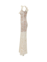 SELF-PORTRAIT - Abito Lungo in Pizzo Floreale con Spalline Volant - Bianco - LIDIASHOPPING® - Official Website