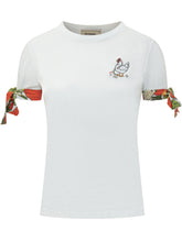 ALESSANDRO ENRIQUEZ - Slim Fit T-Shirt with Chicken Embroidery - White - LIDIASHOPPING® - Official Website