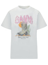 GANNI - Jersey T-shirt with Front Graphic Print - White - LIDIASHOPPING® - Official Website