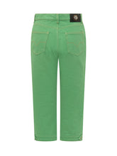 VERSACE - Denim Trousers with Front Closure and Pockets - Green - LIDIASHOPPING® - Official Website