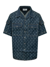 MARINE SERRE - Short Sleeve Denim Shirt with Pockets - Blue - LIDIASHOPPING® - Official Website