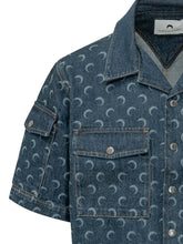 MARINE SERRE - Short Sleeve Denim Shirt with Pockets - Blue - LIDIASHOPPING® - Official Website