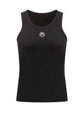 MARINE SERRE - Sleeveless Top with Round Neck and Embroidered Logo - Black - LIDIASHOPPING® - Official Website