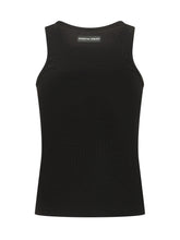 MARINE SERRE - Sleeveless Top with Round Neck and Embroidered Logo - Black - LIDIASHOPPING® - Official Website