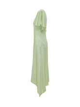 STELLA MCCARTNEY - Satin Dress with V-Neck - Green - LIDIASHOPPING® - Official Website