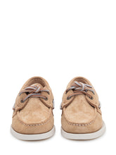 SEBAGO - Mocassini da Barca Portland Flesh Out in Pelle Scamosciata - Beige - LIDIASHOPPING® - Official Website