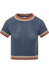 QUILISIA - Maglia Girocollo in Punto Traforato - Blu - LIDIASHOPPING® - Official Website
