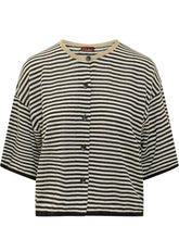 QUILISIA - Cardigan Girocollo a Righe - Nero - LIDIASHOPPING® - Official Website