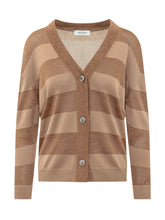 GRAN SASSO - Cardigan Rigato con Scollo a V - Marrone - LIDIASHOPPING® - Official Website