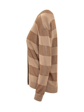 GRAN SASSO - Cardigan Rigato con Scollo a V - Marrone - LIDIASHOPPING® - Official Website