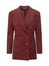 DOLCE & GABBANA - Double-Breasted Pinstripe Blazer with Peak Lapels - Red - LIDIASHOPPING® - Official Website