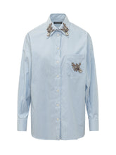 DOLCE & GABBANA - Striped Shirt with Jewel Embellishments - Blue - LIDIASHOPPING® - Official Website