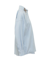 DOLCE & GABBANA - Striped Shirt with Jewel Embellishments - Blue - LIDIASHOPPING® - Official Website
