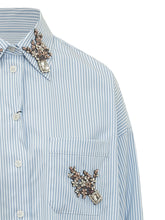 DOLCE & GABBANA - Striped Shirt with Jewel Embellishments - Blue - LIDIASHOPPING® - Official Website