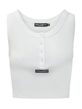 DOLCE & GABBANA - Canotta Crop a Coste con Bottoni - Bianco | Lidia Shopping | Official Website
