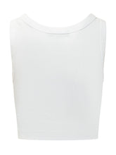 DOLCE & GABBANA - Canotta Crop a Coste con Bottoni - Bianco | Lidia Shopping | Official Website