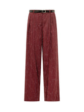 DOLCE & GABBANA - Straight Leg Pinstriped Trousers with Belt - Red - LIDIASHOPPING® - Official Website