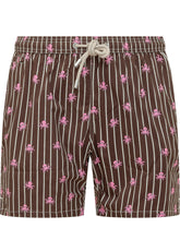 MC2 SAINT BARTH - Costume da Bagno con Vita Elastica, Righe e Motivo Polpo - Marrone - LIDIASHOPPING® - Official Website