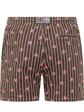 MC2 SAINT BARTH - Costume da Bagno con Vita Elastica, Righe e Motivo Polpo - Marrone - LIDIASHOPPING® - Official Website