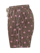 MC2 SAINT BARTH - Costume da Bagno con Vita Elastica, Righe e Motivo Polpo - Marrone - LIDIASHOPPING® - Official Website