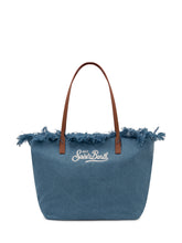MC2 SAINT BARTH - Borsa Tote City in Denim con Bordi Sfrangiati - Blu | Lidia Shopping | Official Website