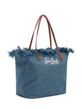 MC2 SAINT BARTH - Borsa Tote City in Denim con Bordi Sfrangiati - Blu | Lidia Shopping | Official Website