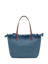 MC2 SAINT BARTH - Borsa Tote City in Denim con Bordi Sfrangiati - Blu | Lidia Shopping | Official Website
