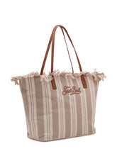 MC2 SAINT BARTH - Borsa Tote City a Righe con Bordi Sfrangiati - Beige | Lidia Shopping ® | Official Website