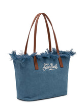 MC2 SAINT BARTH - Borsa Tote City in Denim con Manici e Bordo Sfilacciato - Blu | Lidia Shopping | Official Website
