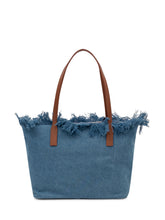 MC2 SAINT BARTH - Borsa Tote City in Denim con Manici e Bordo Sfilacciato - Blu | Lidia Shopping | Official Website
