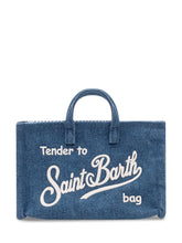 MC2 SAINT BARTH - Borsa a Mano in Denim con Logo Stampato - Blu | Lidia Shopping | Official Website