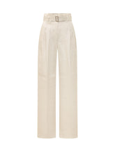 MAX MARA STUDIO - High-Waisted Trousers with Belt - Beige - LIDIASHOPPING® - Official Website
