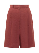 MAX MARA STUDIO - Wide Leg Short Trousers with Structured Waist - Red - LIDIASHOPPING® - Official Website