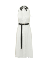 MAX MARA STUDIO - Abito Lungo con Collo Alto e Cintura - Bianco | Lidia Shopping ® | Official Website