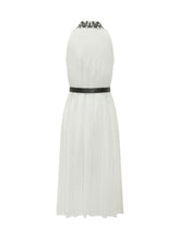 MAX MARA STUDIO - Long Dress with High Neck and Belt - White - LIDIASHOPPING® - Official Website