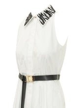 MAX MARA STUDIO - Long Dress with High Neck and Belt - White - LIDIASHOPPING® - Official Website