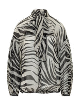 MAX MARA STUDIO - Bow Neck Printed Shirt - Black - LIDIASHOPPING® - Official Website