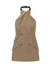 MAX MARA - Top Halter Drappeggiato - Marrone - LIDIASHOPPING® - Official Website