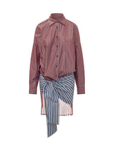 THE ANDAMANE - Abito Corto con Camicia a Righe e Drappeggio - Rosso | Lidia Shopping | Official Website