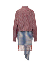 THE ANDAMANE - Abito Corto con Camicia a Righe e Drappeggio - Rosso | Lidia Shopping | Official Website