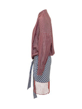 THE ANDAMANE - Abito Corto con Camicia a Righe e Drappeggio - Rosso | Lidia Shopping | Official Website