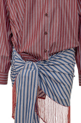 THE ANDAMANE - Abito Corto con Camicia a Righe e Drappeggio - Rosso | Lidia Shopping | Official Website