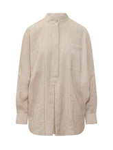 LE SULLY STUDIO - Oversized Shirt with Mandarin Collar - Beige - LIDIASHOPPING® - Official Website